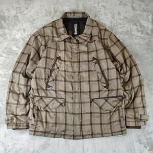 VTG Y2K Billabong brown plaid quilted lined streetwear skater jacket mens M